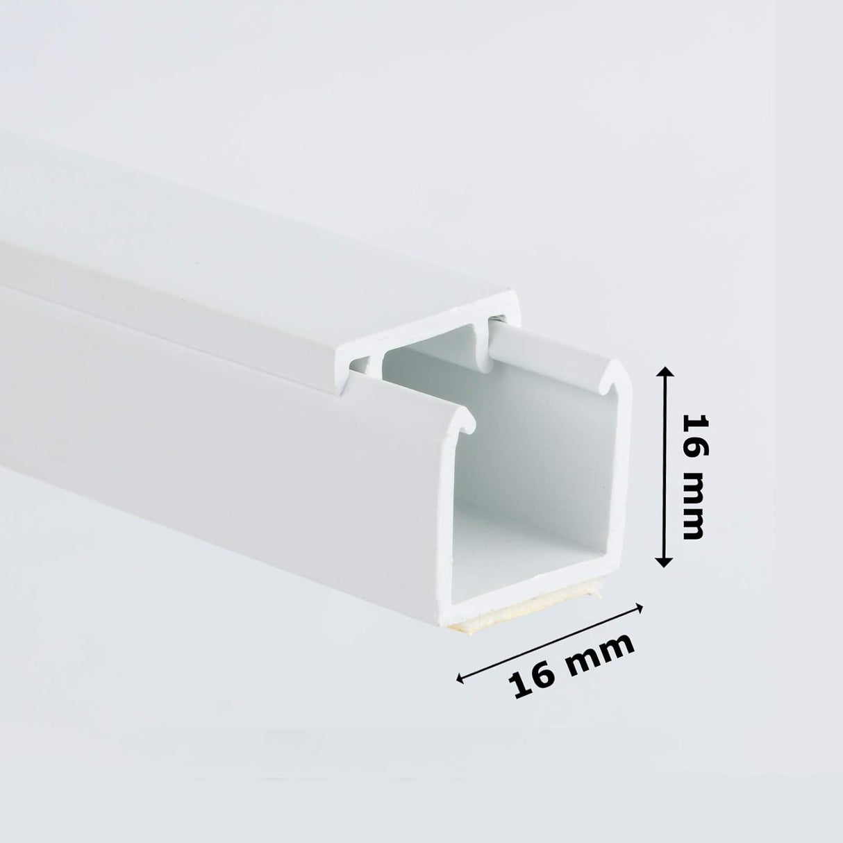 16x16mm Self-Adhesive Electrical Cable Trunking – White, Paintable PVC