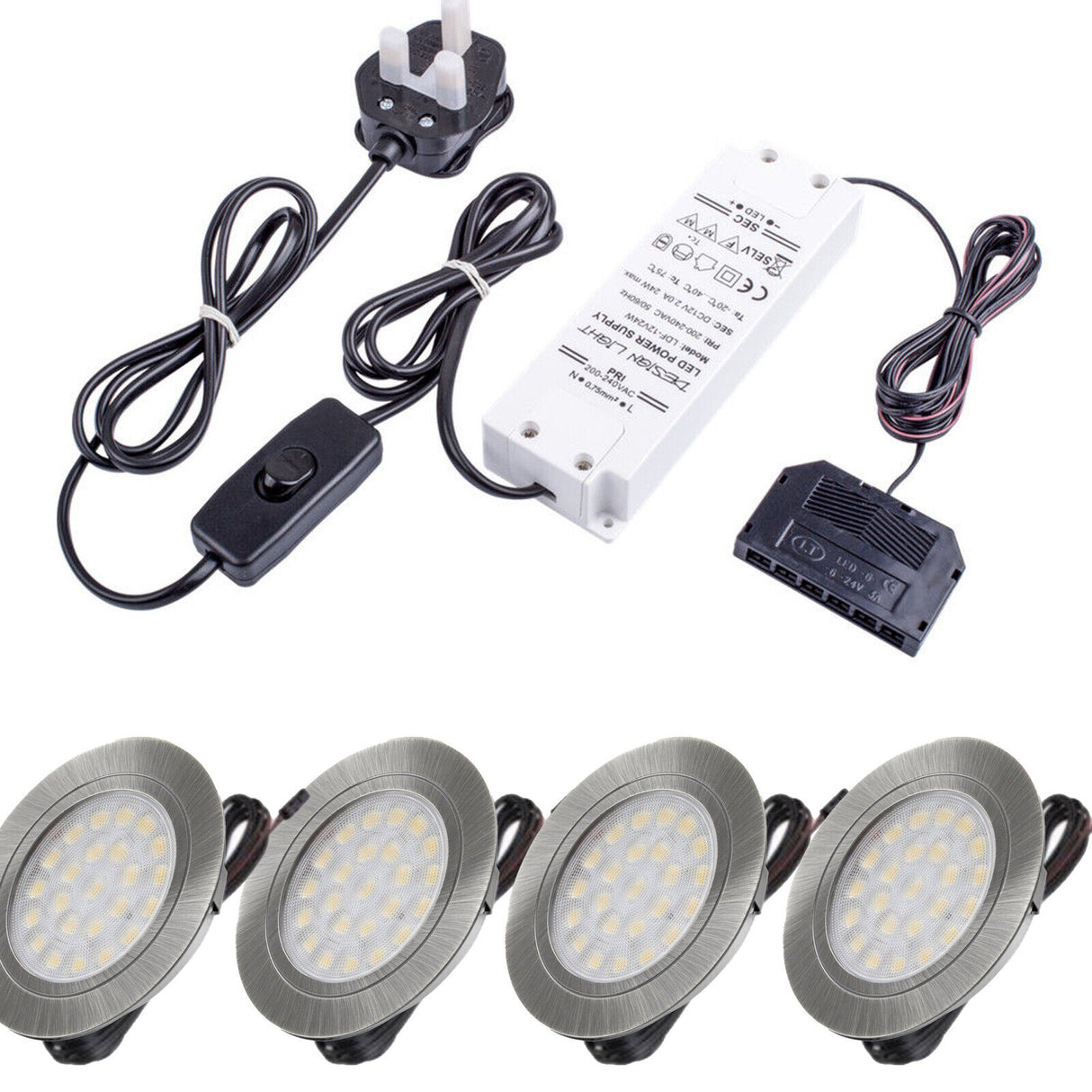 12V Kitchen Recessed LED Light Under Cabinet Shelf Cupboard Kit/Set Furniture