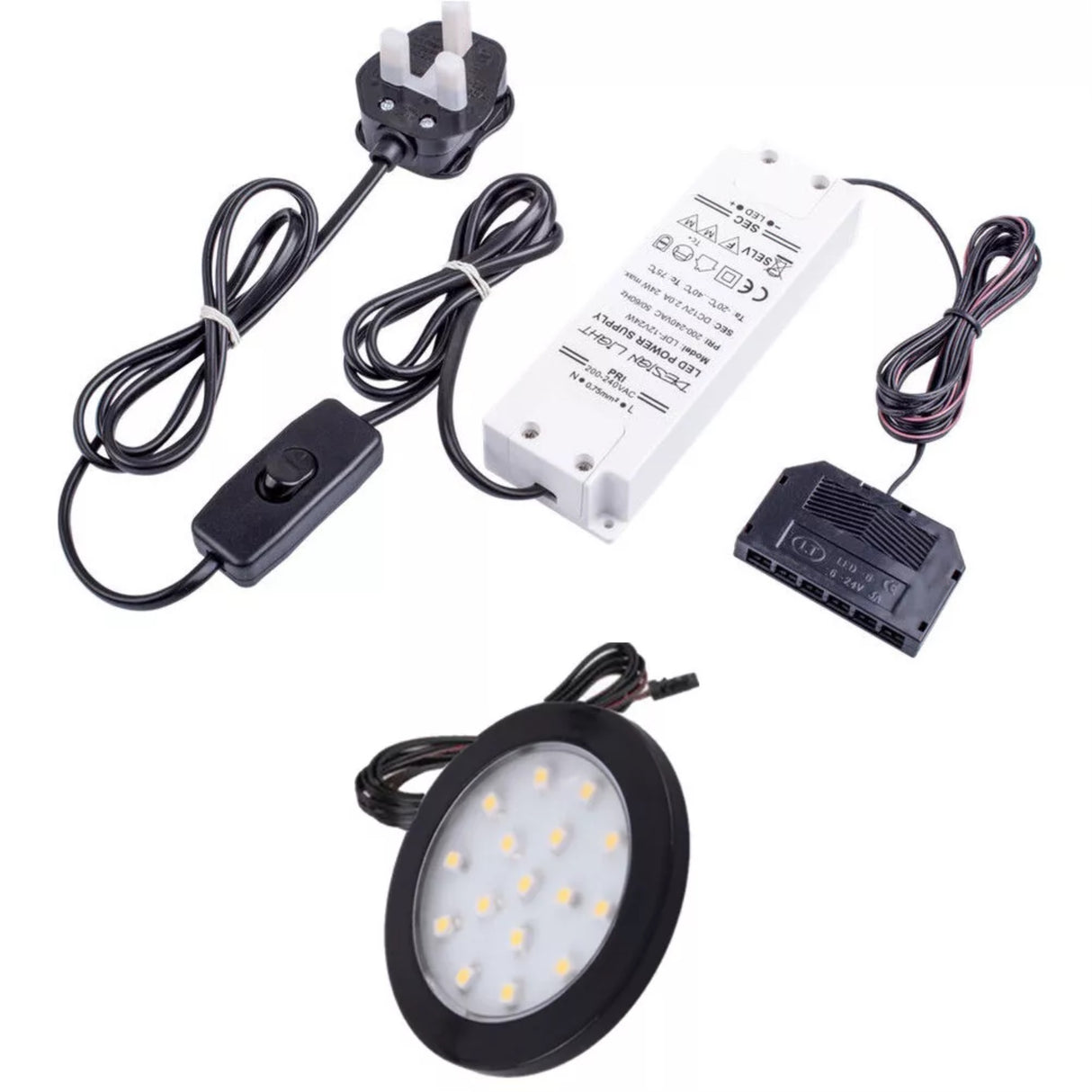 Black Under Cabinet LED Light - Orbit 12V LED Warm/Cool White for Campervan, Kitchen, Wardrobe, Cabinet