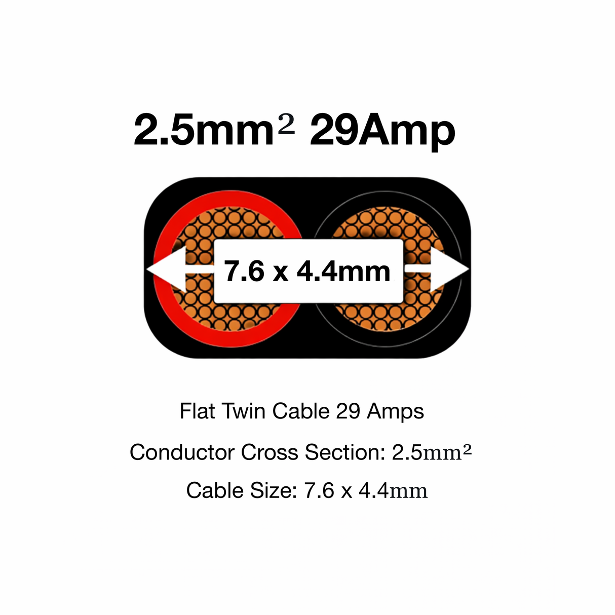 MKGT 2 Core Flat Twin 12V Automotive Cable Wire Red/Black 2.5mm² 29A