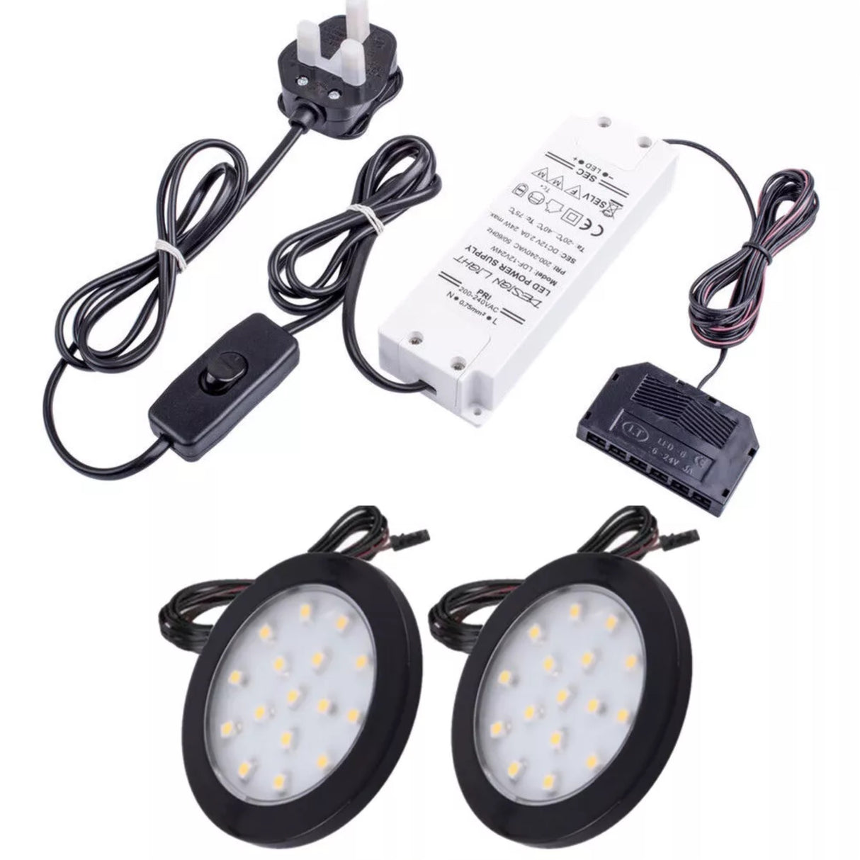Black Under Cabinet LED Light - Orbit 12V LED Warm/Cool White for Campervan, Kitchen, Wardrobe, Cabinet