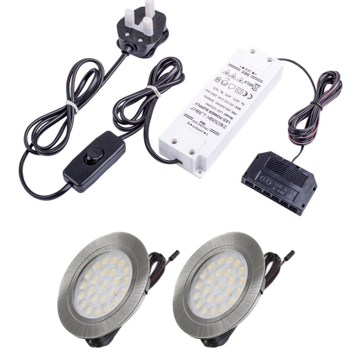 12V Kitchen Recessed LED Light Under Cabinet Shelf Cupboard Kit/Set Furniture