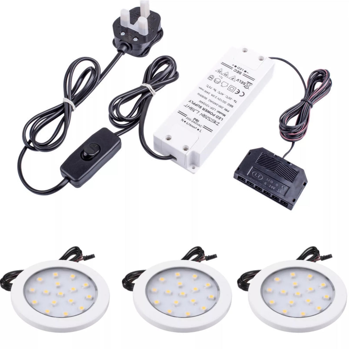 White Under Cabinet LED Light - Orbit 12V LED Warm/Cool White for Campervan, Kitchen, Wardrobe, Cabinet