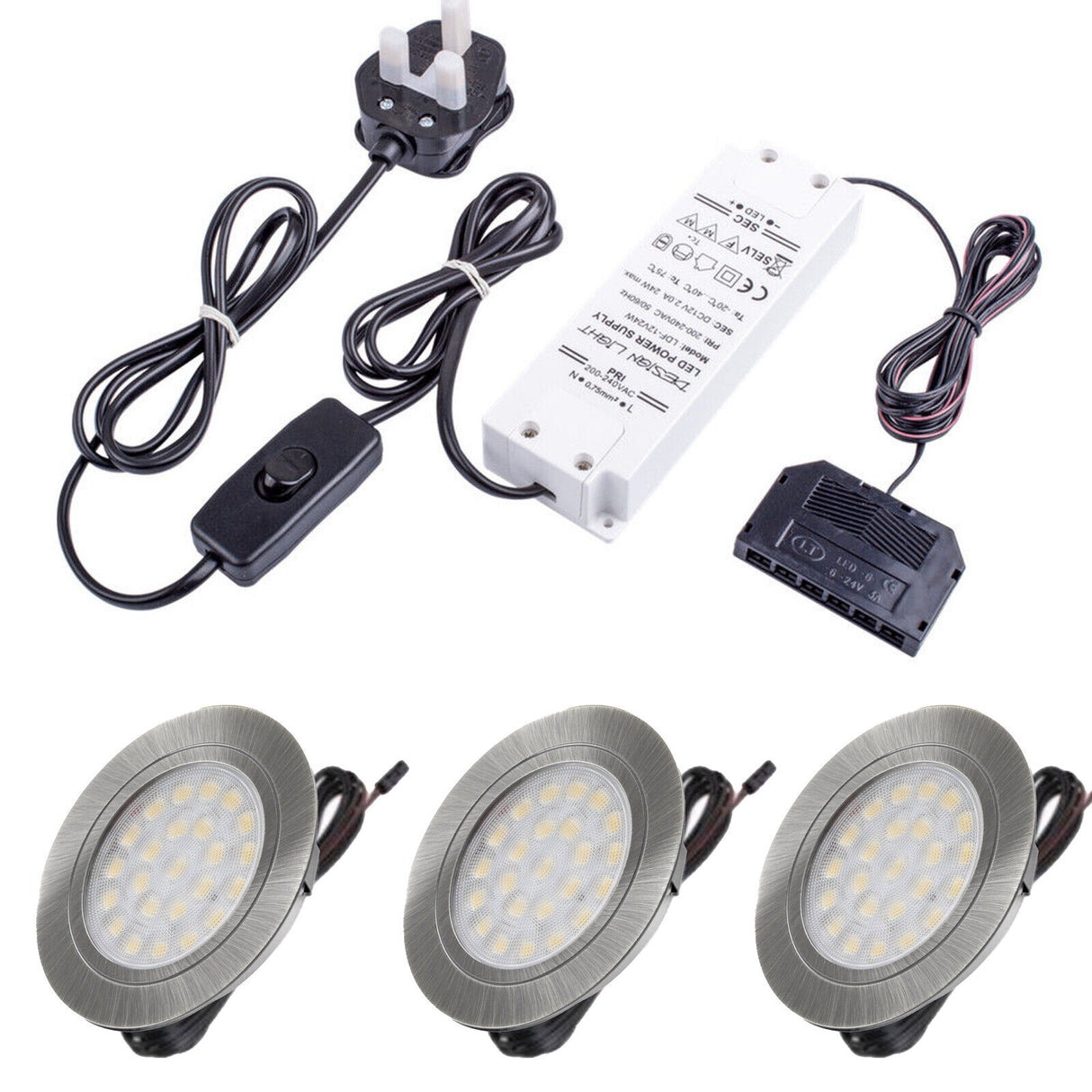 12V Kitchen Recessed LED Light Under Cabinet Shelf Cupboard Kit/Set Furniture