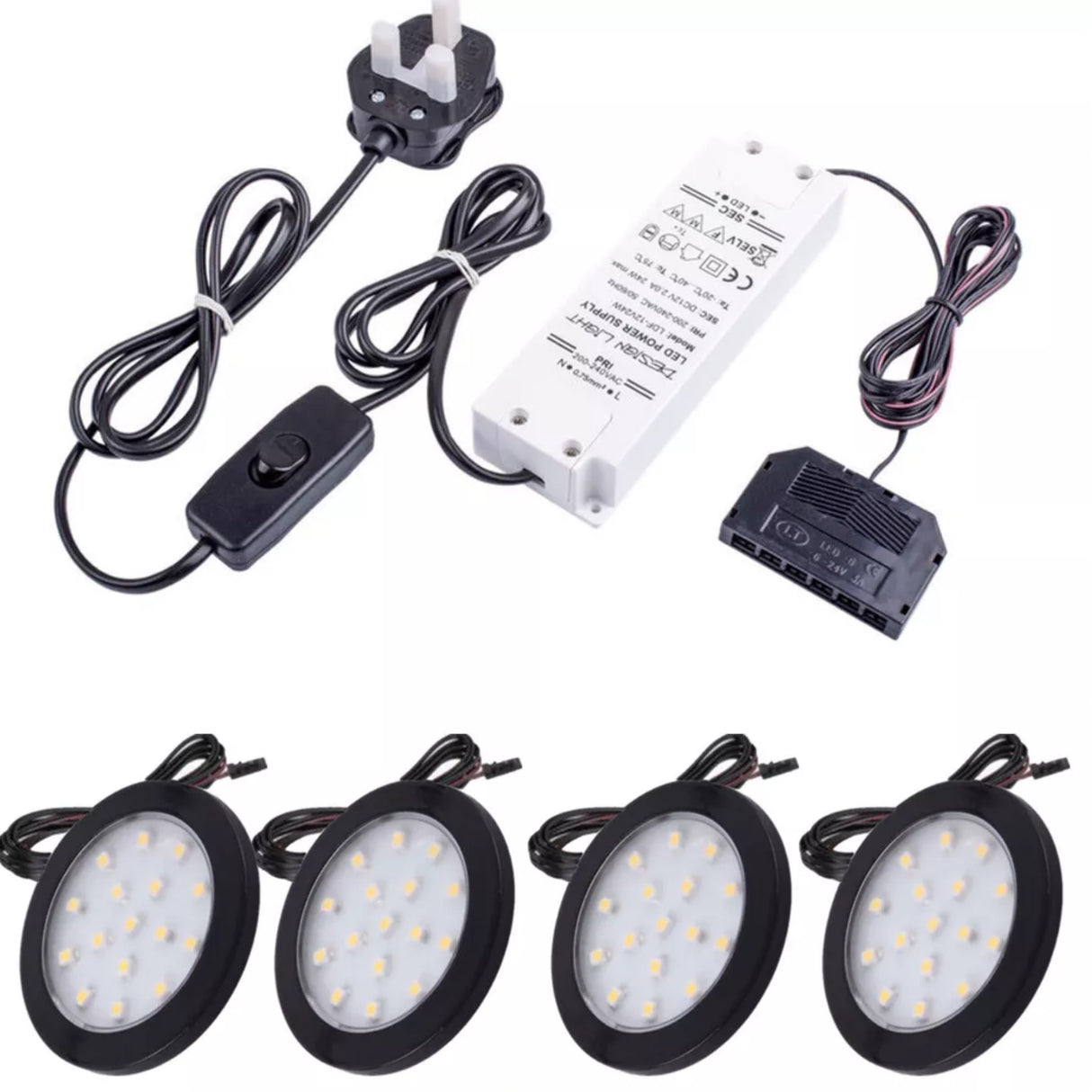 Black Under Cabinet LED Light - Orbit 12V LED Warm/Cool White for Campervan, Kitchen, Wardrobe, Cabinet