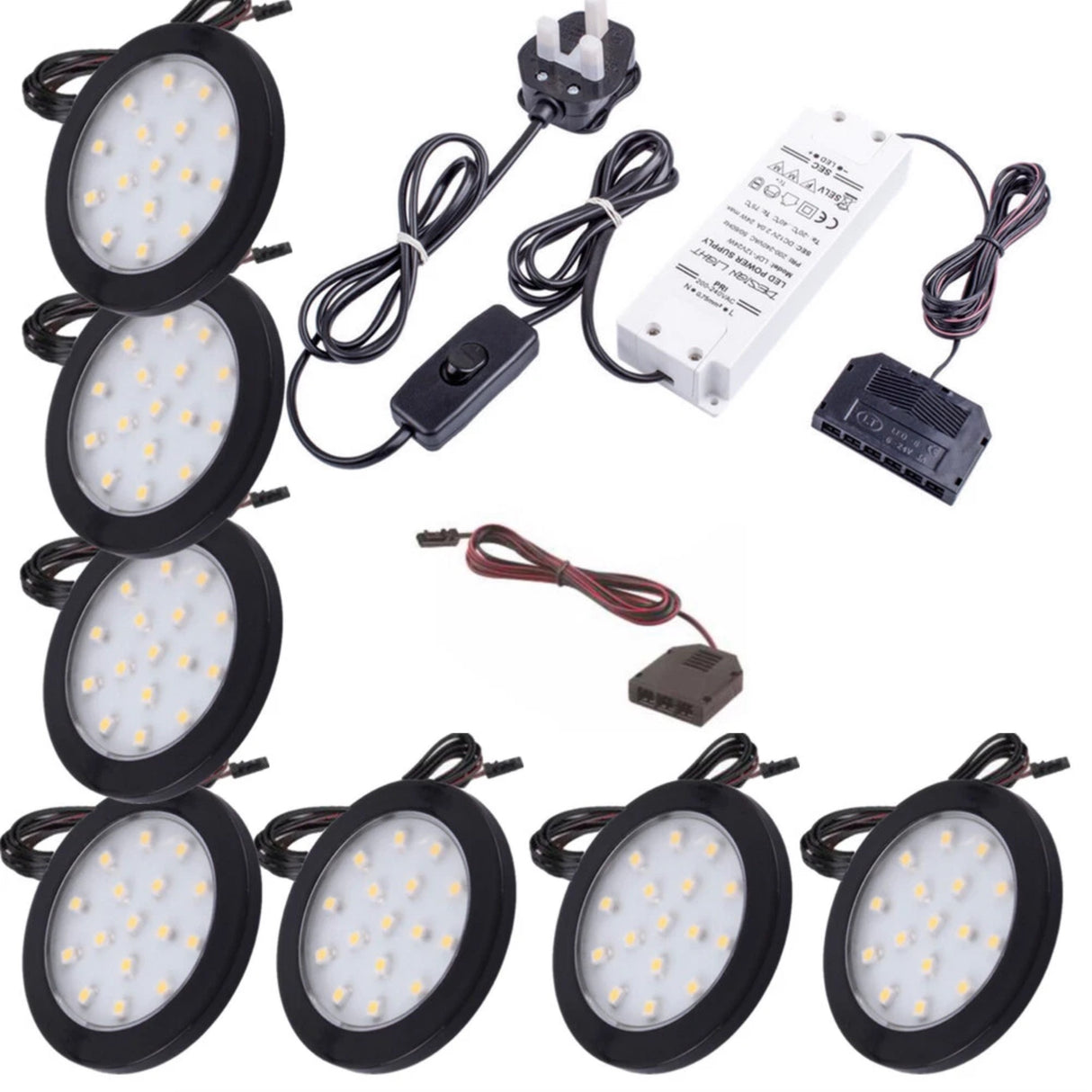 Black Under Cabinet LED Light - Orbit 12V LED Warm/Cool White for Campervan, Kitchen, Wardrobe, Cabinet