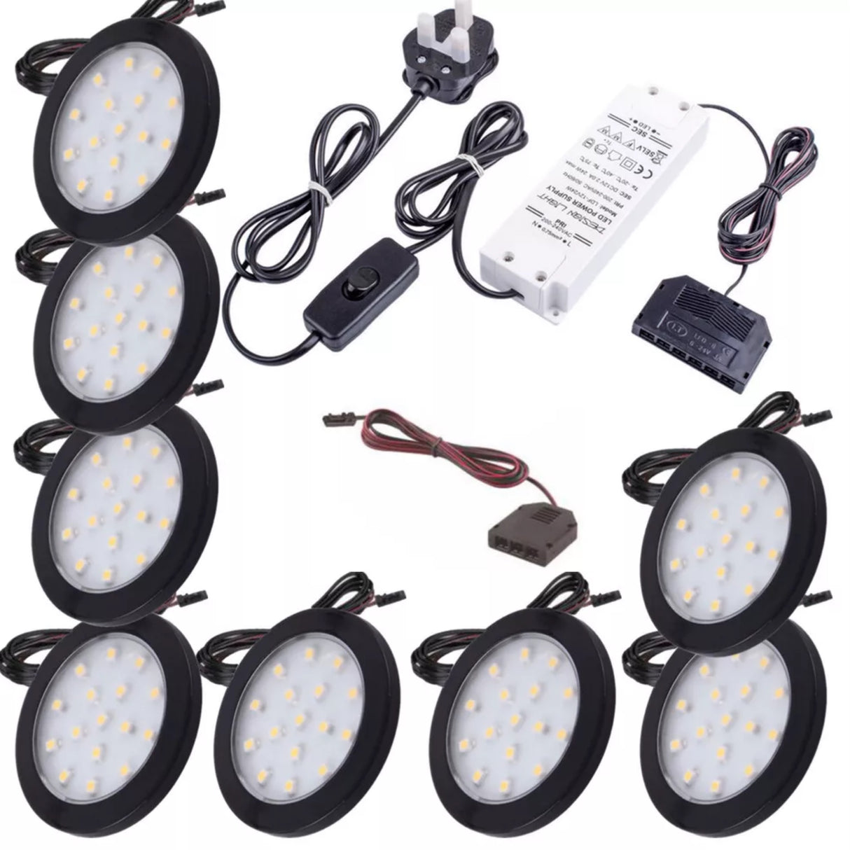 Black Under Cabinet LED Light - Orbit 12V LED Warm/Cool White for Campervan, Kitchen, Wardrobe, Cabinet