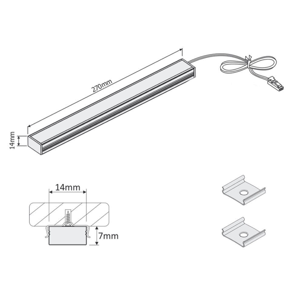 Aluminium Profile Kitchen LED Light Under Cabinet Shelf Cupboard 12V Lighting