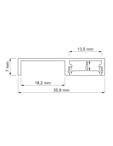 LED Aluminum Profile FLOOR LINE 2m for Skirting Board