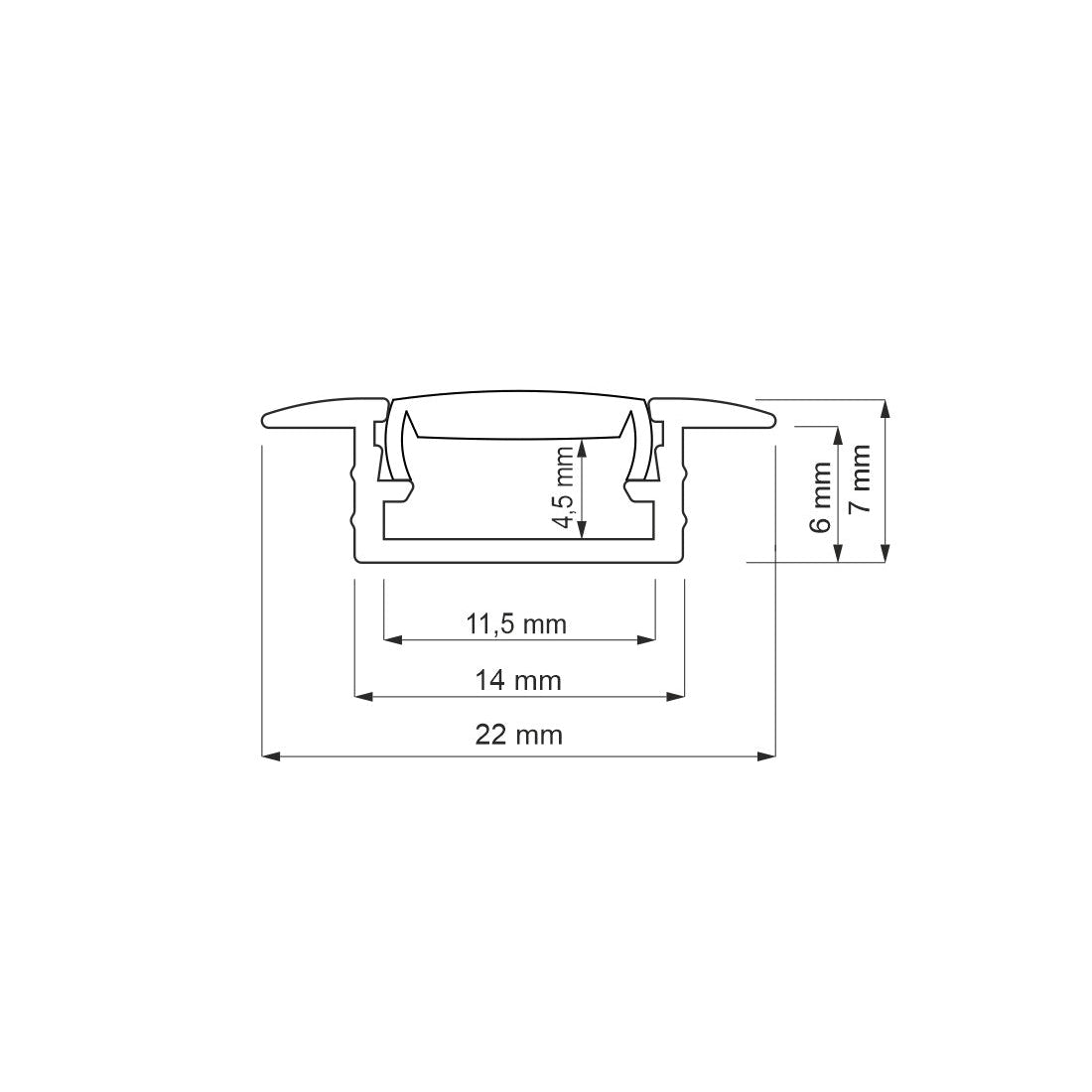 Aluminum Profile INLINE MINI XL 1m | Recessed Mounted