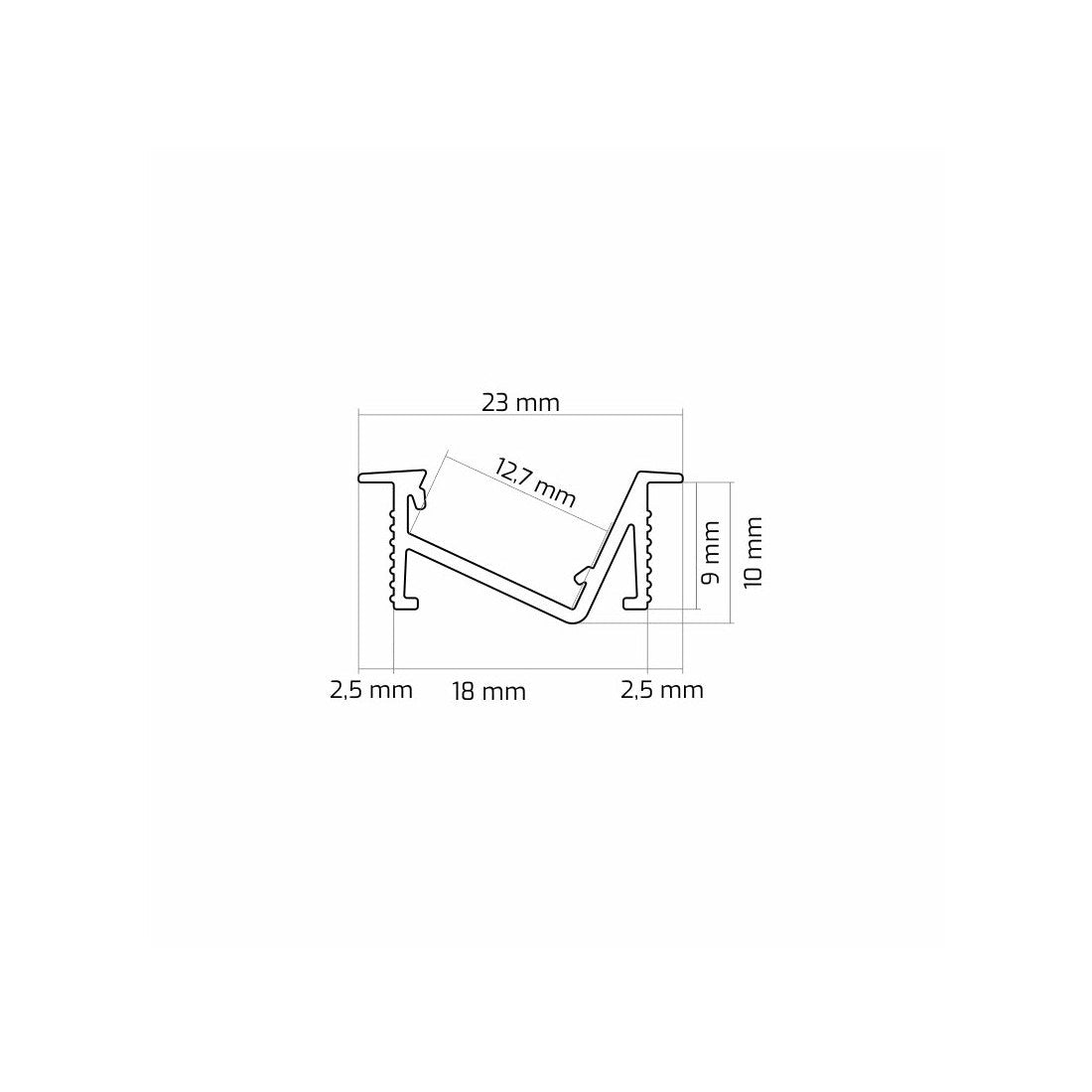 Aluminum Profile ZENOLINE 2m | Recessed LED Mounted Channel