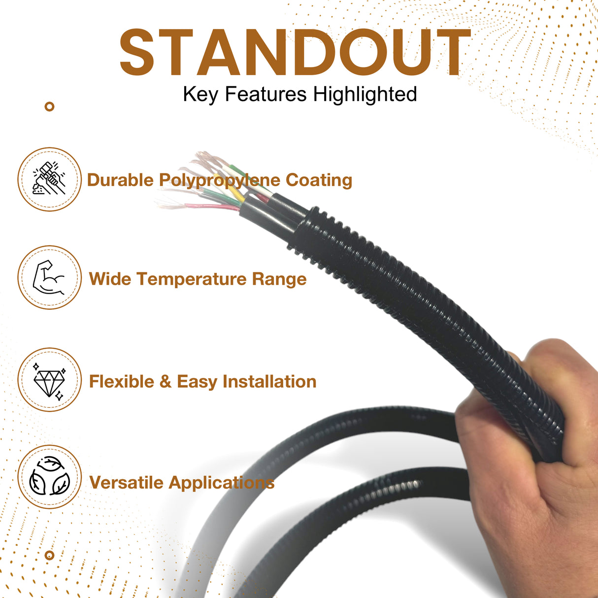 10mm Inner Flexible Corrugated Split Conduit – Car & Electrical Wire Trunking