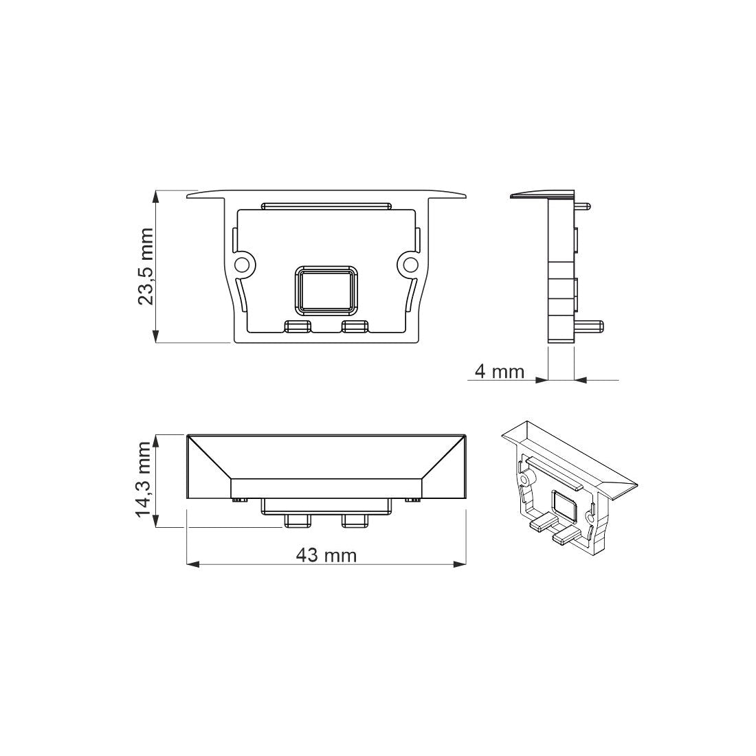 End Cap for FOBOS LED Profile