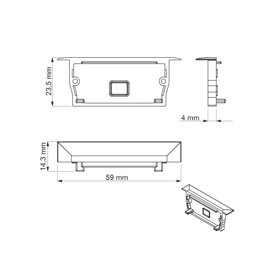 End Cap for FOBOS XL LED Profile