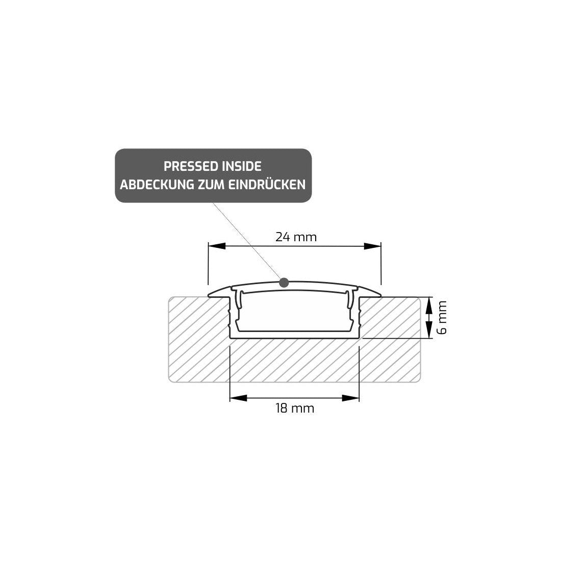 Aluminum Profile INLINE Z 2m | Recessed Mounted Channel