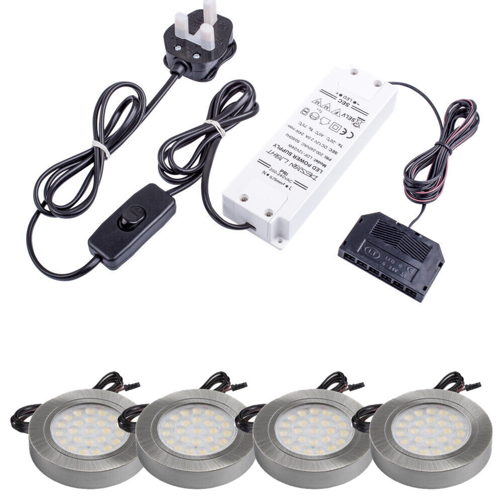 Kitchen 2W LED Light Under Cabinet Shelf Cupboard Round Light Kit/Set Furniture