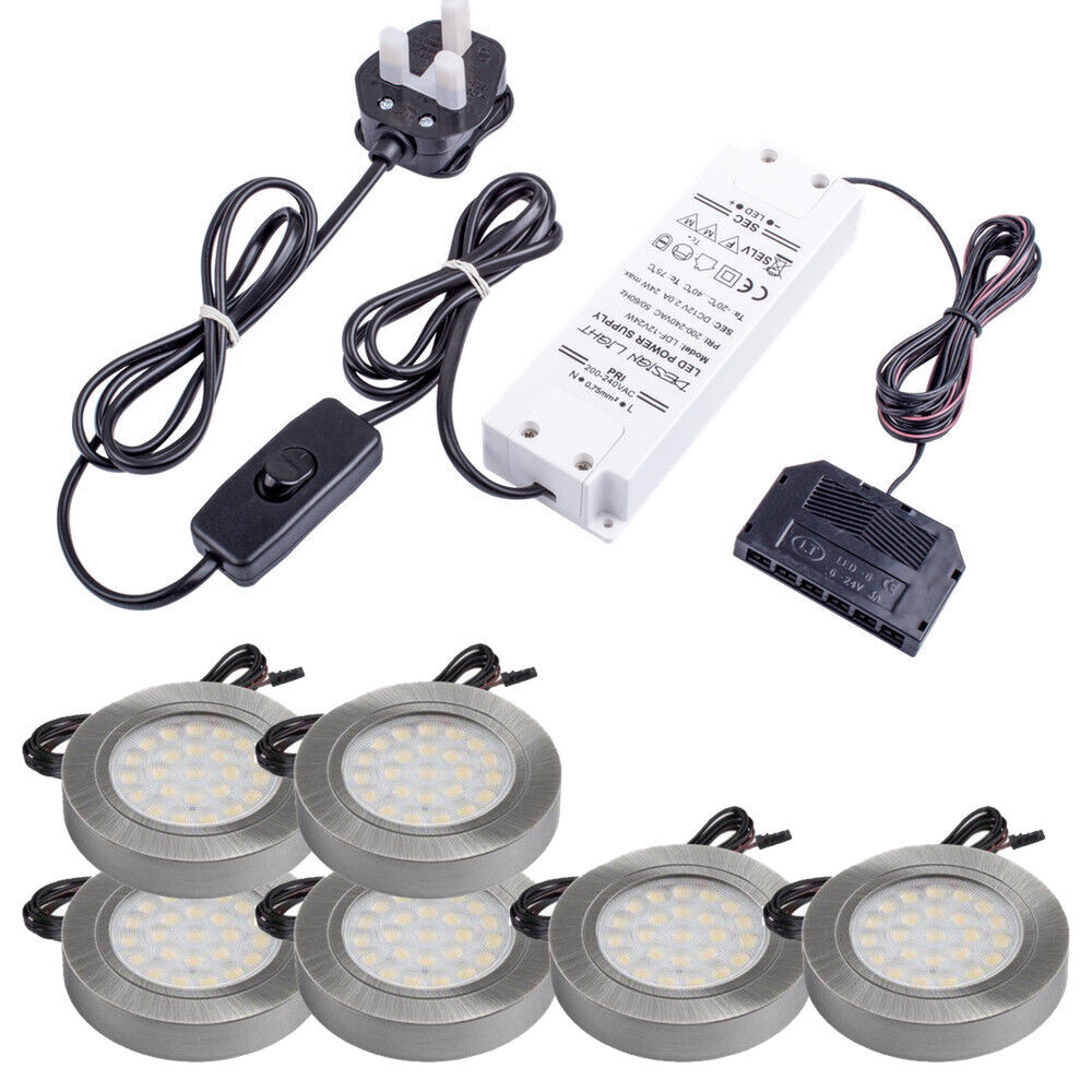 Kitchen 2W LED Light Under Cabinet Shelf Cupboard Round Light Kit/Set Furniture