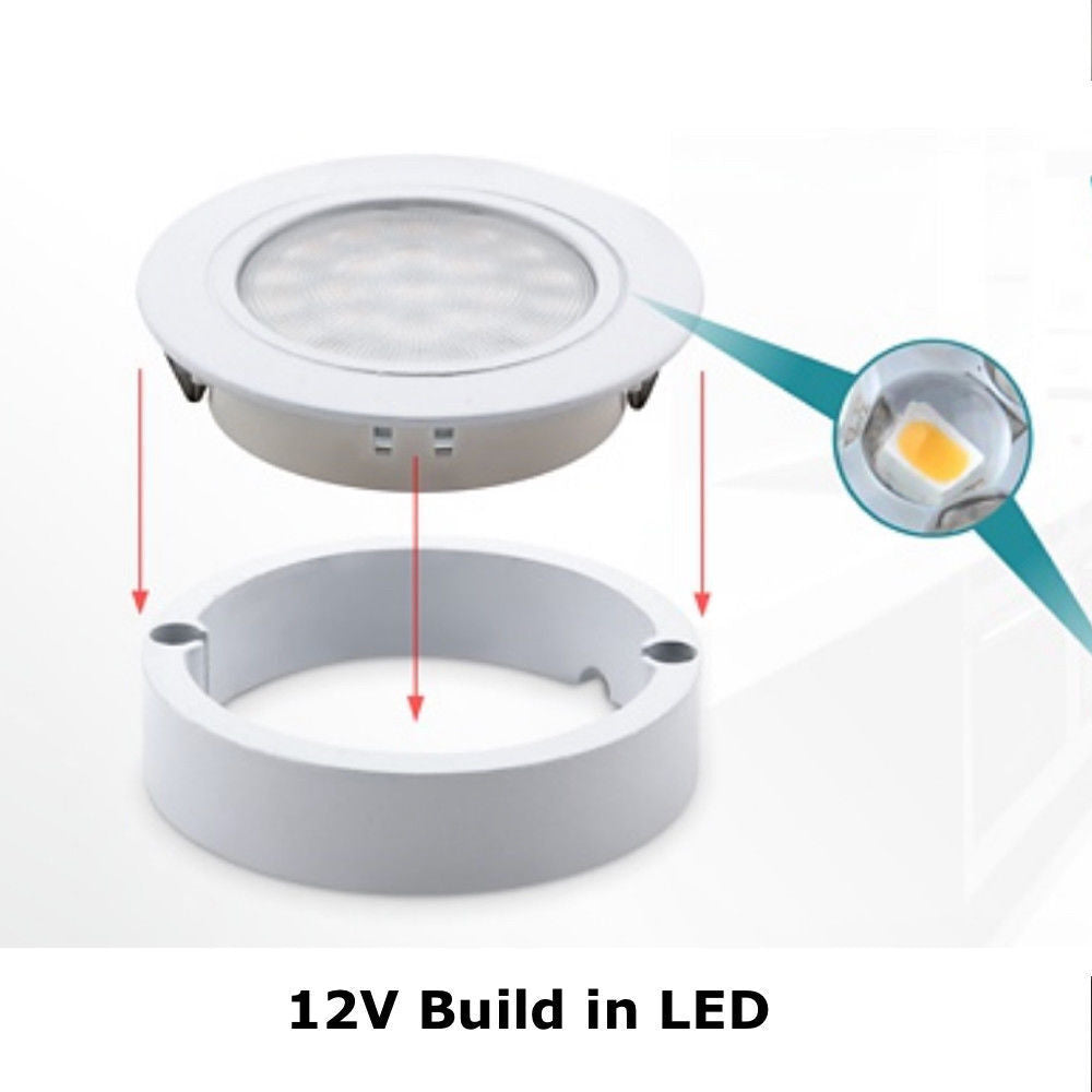 Kitchen 2W LED Light Under Cabinet Shelf Cupboard Round Light Kit/Set Furniture