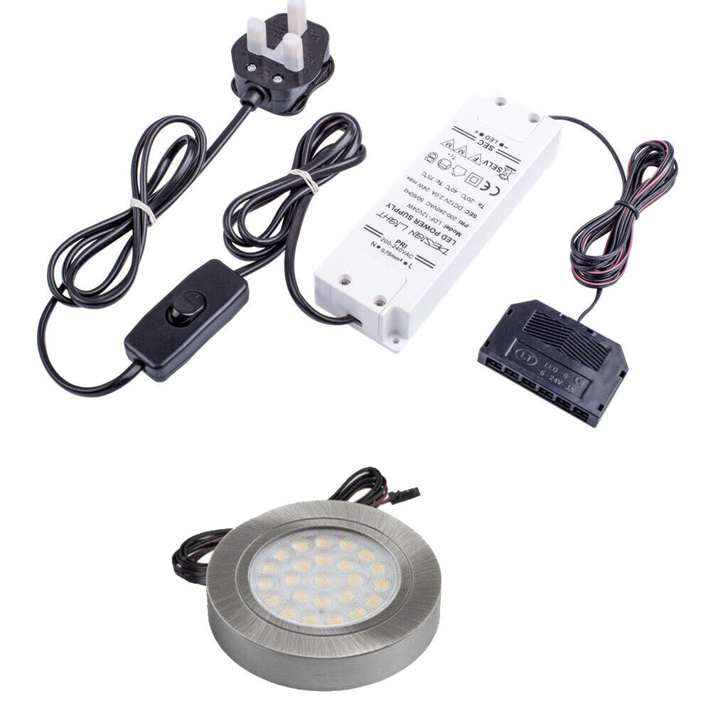 Kitchen 2W LED Light Under Cabinet Shelf Cupboard Round Light Kit/Set Furniture