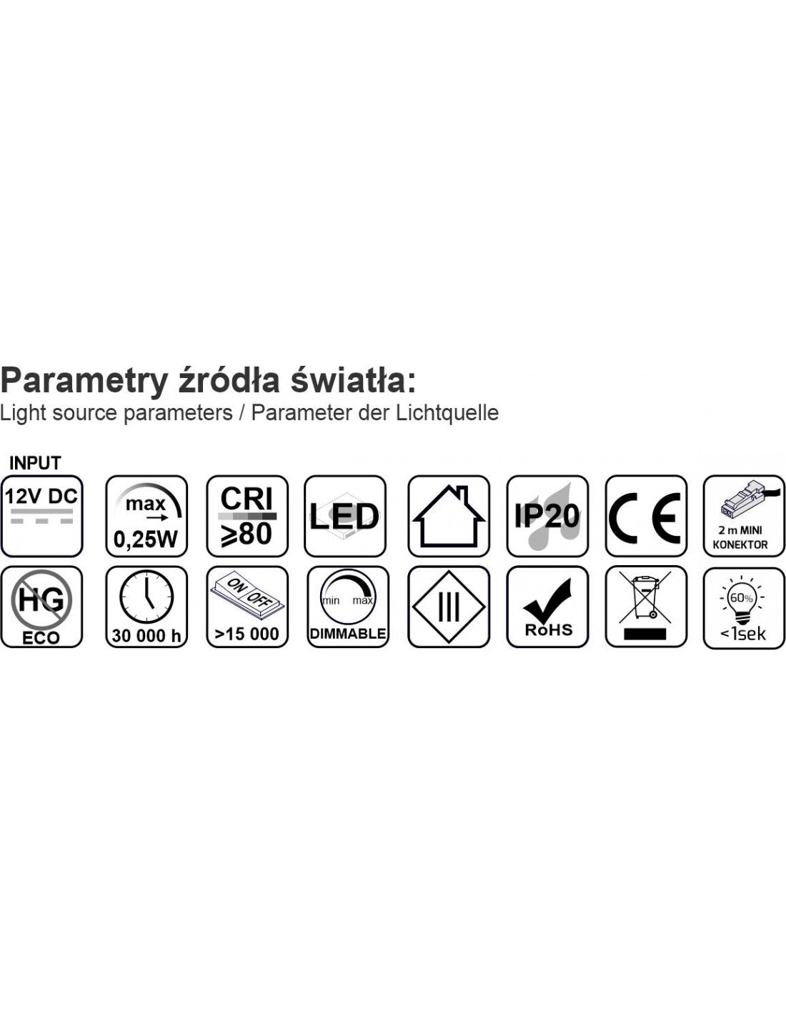 LED Metal Clip 0.25W for Glass Shelving Luminaire