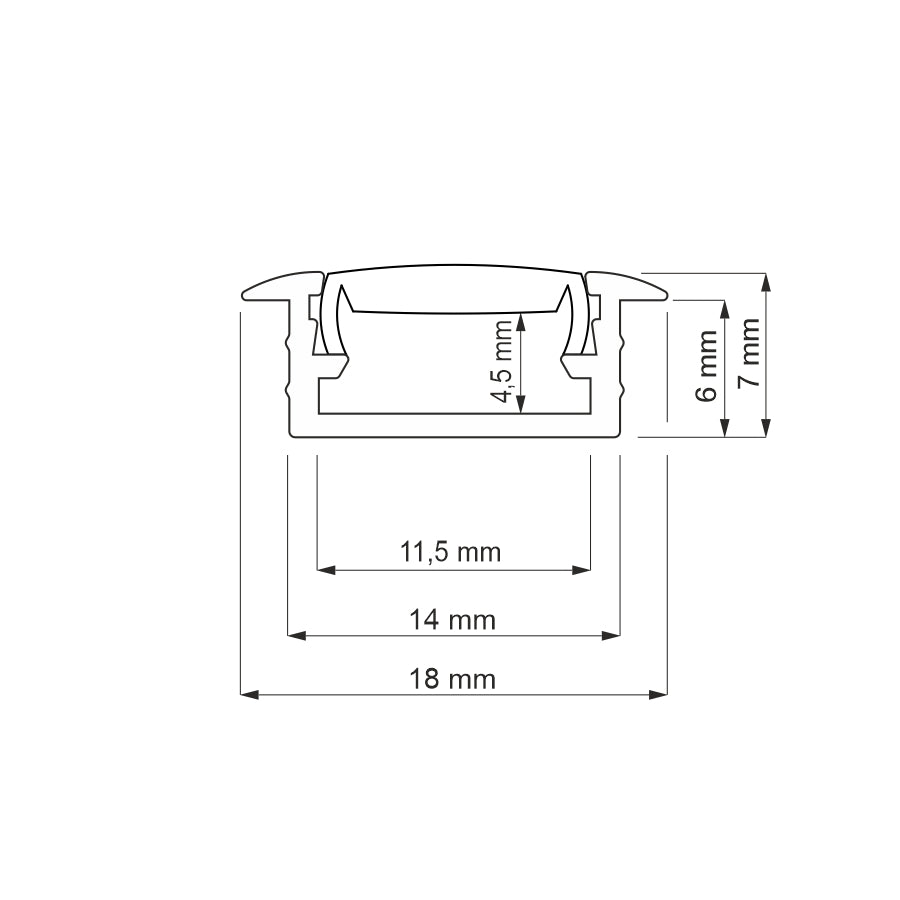 Aluminum Profile INLINE MINI 1m | Recessed Mounted