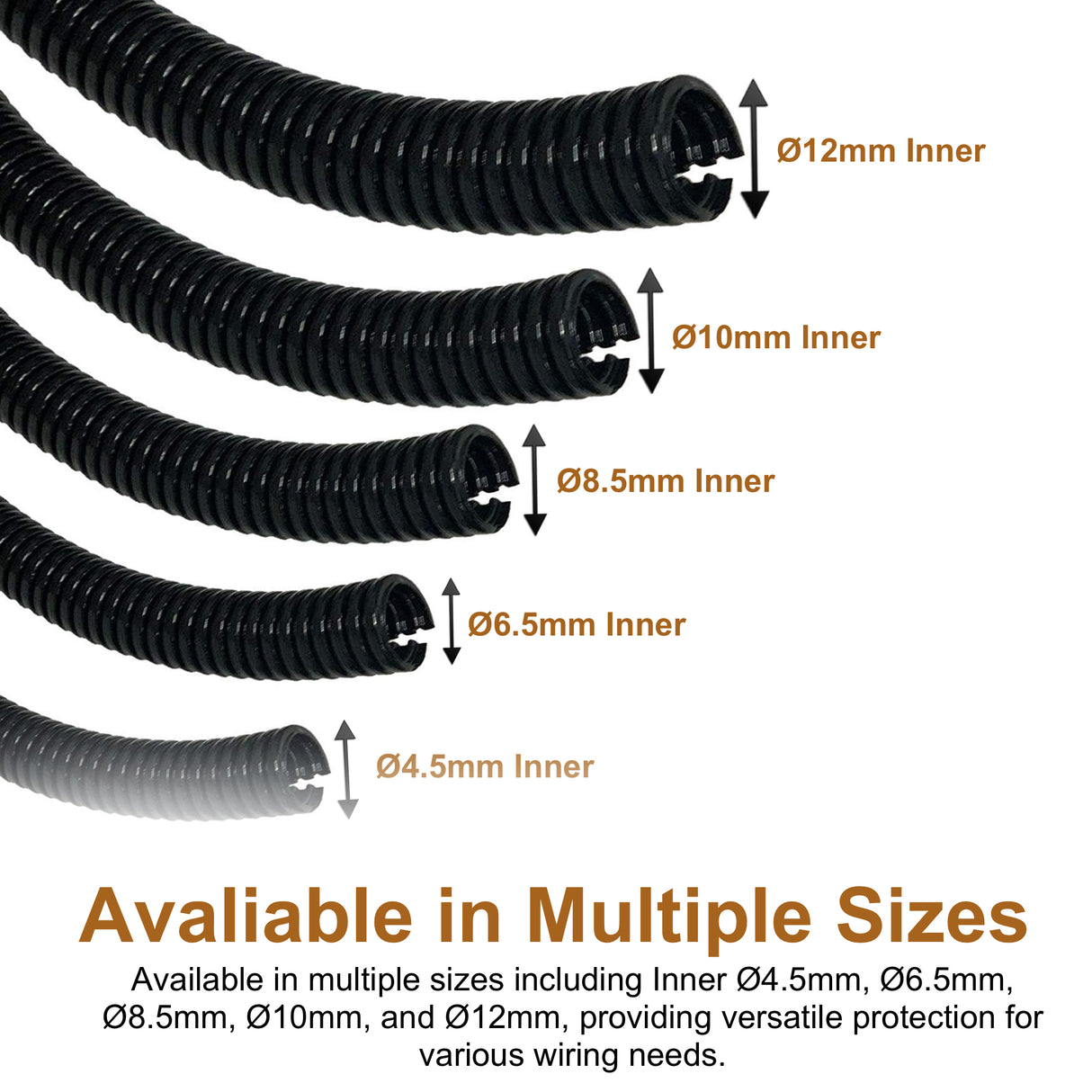 10mm Inner Flexible Corrugated Split Conduit – Car & Electrical Wire Trunking