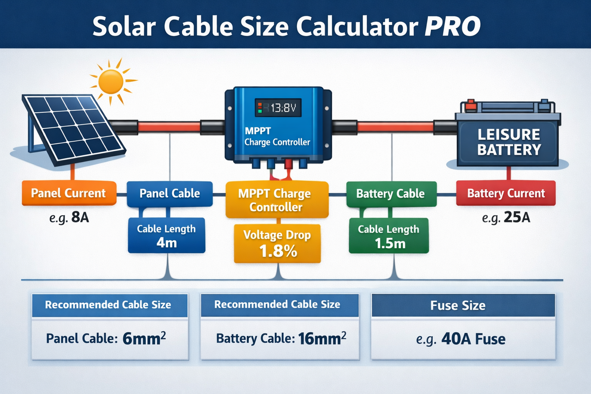 Solar Cable Size Calculator PRO | Campervan, Off-Grid & 12V Solar ...