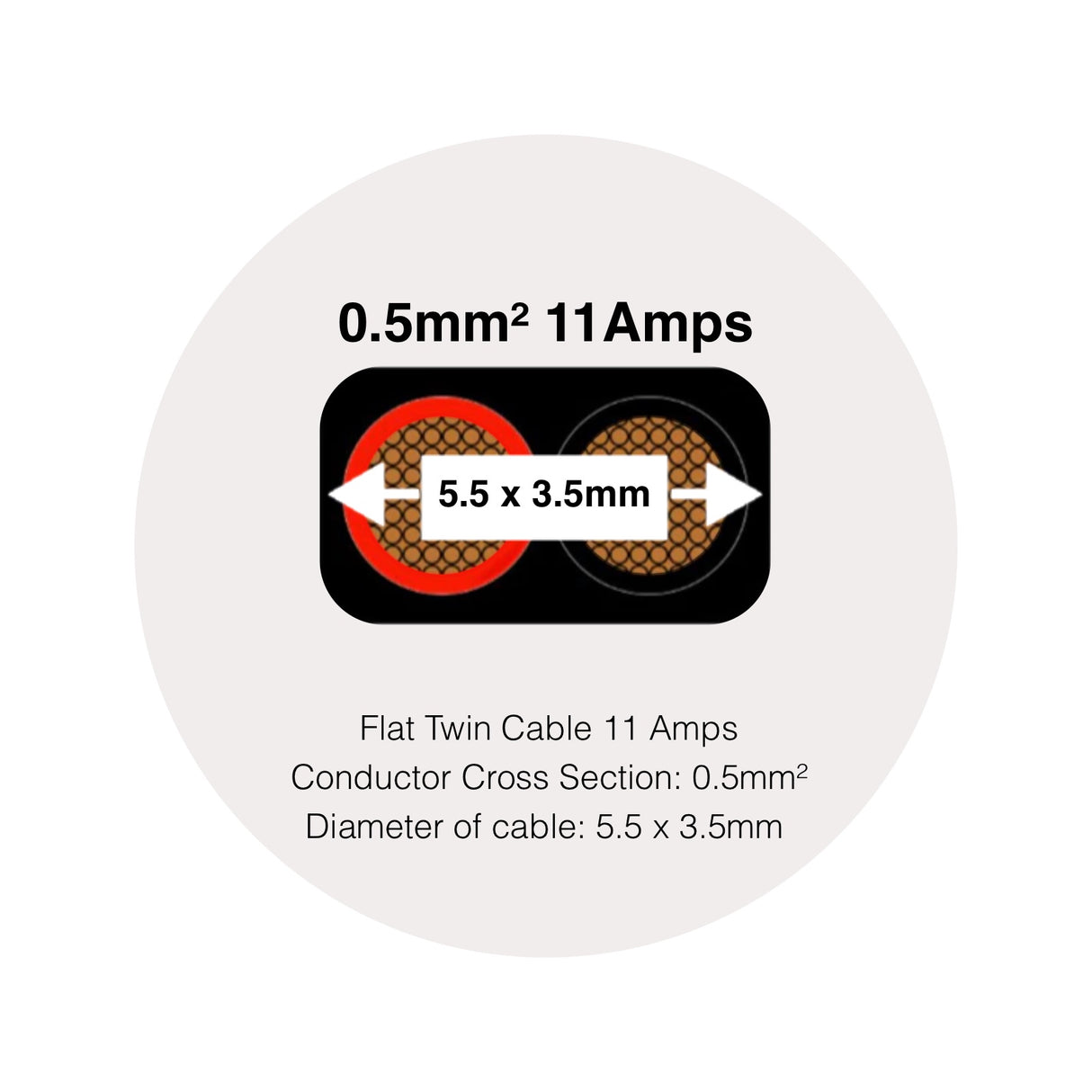 2 Core Cable 0.5mm² 11Amps Flat Twin Red/Black 12V Auto Car Boat Automotive Wire