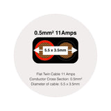 2 Core Cable 0.5mm² 11Amps Flat Twin Red/Black 12V Auto Car Boat Automotive Wire