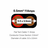 MKGT 2 Core Flat Twin 12V Automotive Cable Wire Red/Black 0.5mm² 11A
