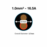 MKGT 2 Core Round Twin 12V Automotive Cable Wire Red/Black 1.0mm² 16.5A