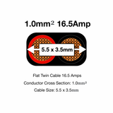 MKGT 2 Core Flat Twin 12V Automotive Cable Wire Red/Black 1.0mm² 16.5A