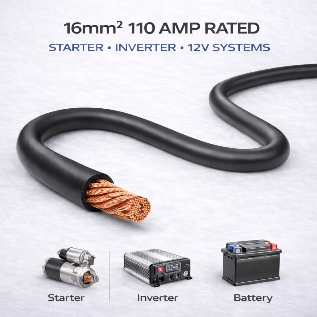 MKGT 16mm² (110 Amp) Hi-Flex Battery Starter/Welding Flexible PVC Cable Wire
