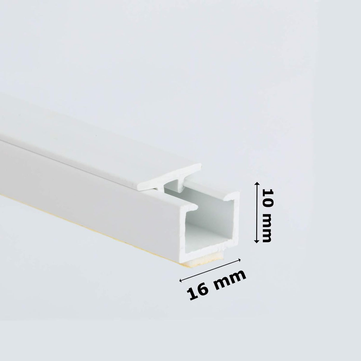 16x10mm Self-Adhesive Electrical Cable Trunking – White, Paintable PVC