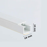 16x10mm Self-Adhesive Electrical Cable Trunking – White, Paintable PVC
