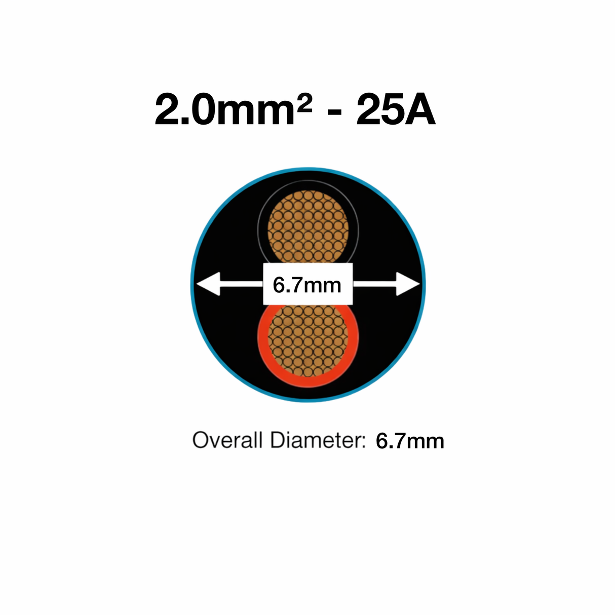 MKGT 2 Core Round Twin 12V Automotive Cable Wire Red/Black 2.0mm² 25A