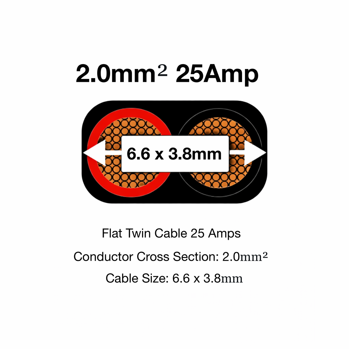 MKGT 2 Core Flat Twin 12V Automotive Cable Wire Red/Black 2.0mm² 25A