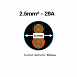 MKGT 2 Core Round Twin 12V Automotive Cable Wire Red/Black 2.5mm² 29A
