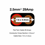MKGT 2 Core Flat Twin 12V Automotive Cable Wire Red/Black 2.5mm² 29A
