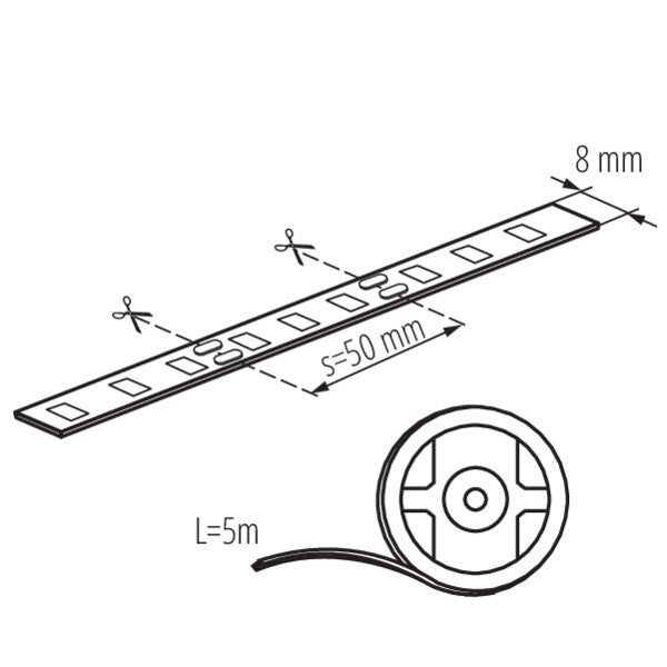 Kanlux LEDS-B Decorative LED Strip – 12V, 4.8W/m White, Flexible & Durable