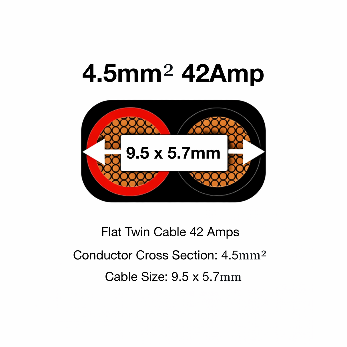 MKGT 2 Core Flat Twin 12V Automotive Cable Wire Red/Black 4.5mm² 42A