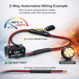 MKGT 2 Core Round Twin 12V Automotive Cable Wire Red/Black 1.0mm² 16.5A