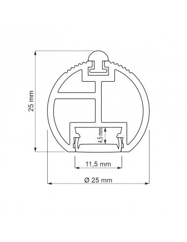 1m RAILING PLUS Round Profile for LED strip | Wardrobe Rail