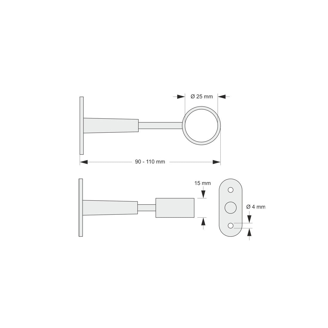 Support for Circular RAILING Wardrobe LED Profiles