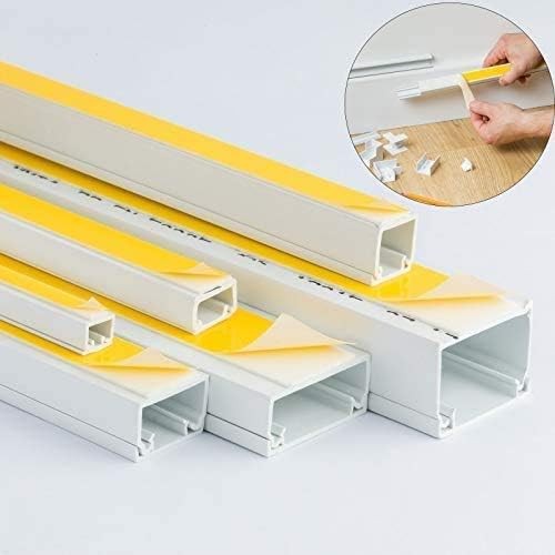 1 Meter Electrical Cable Trunking with Self Adhesive White Paintable PVC