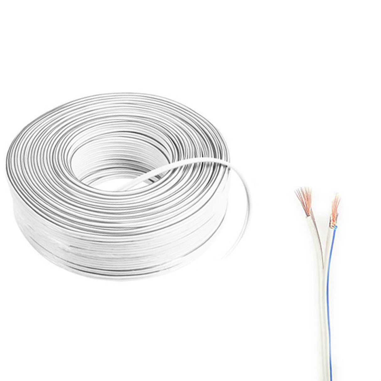 Speaker Cable White 2x 0.5mm Twin Loudspeaker Audio Wire Car Home Hifi